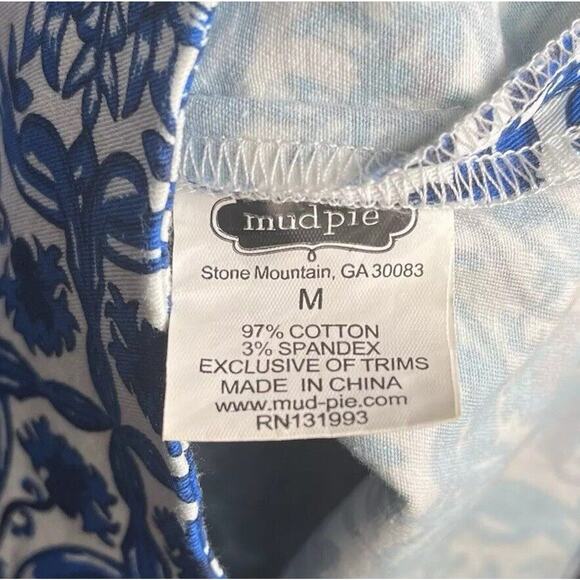 Mud Pie Sleeveless Embroidered Blue Paisley Shift Dress Cotton Stretch Medium - Picture 13 of 14